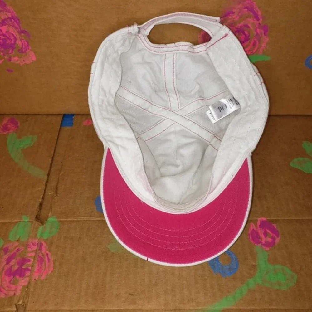 American Girl White Cotton Baseball Hat with Pink Shining Star